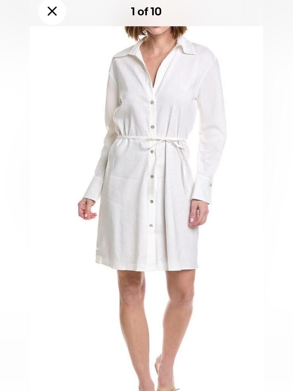 VINCE White  Linen Long Sleeve Dress, Women’s Size L $495 New with tag